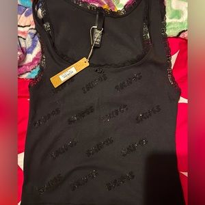 black skims glitter logo tank